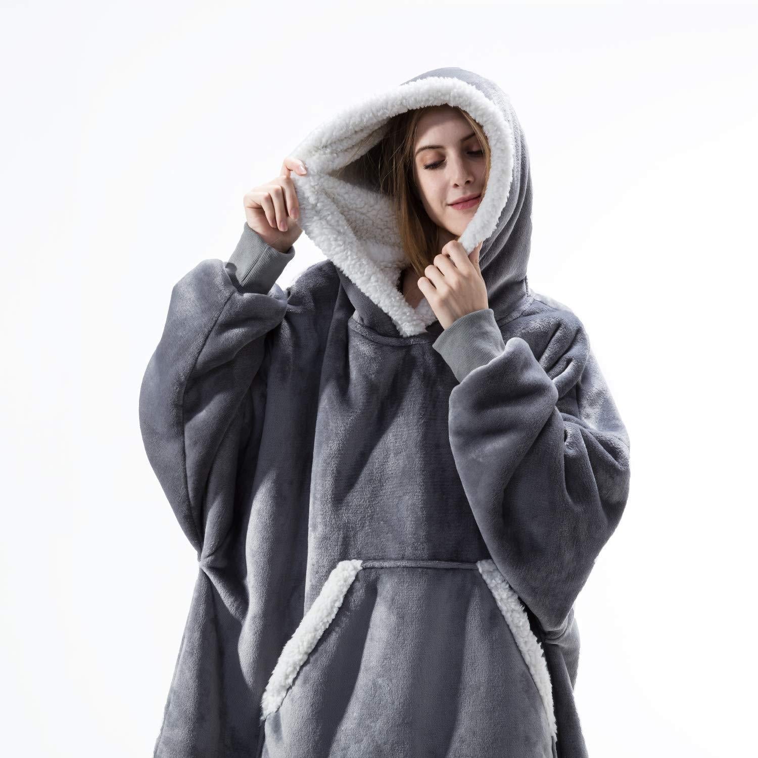 Ultra-zachte fleece- en woldeken met capuchon voor comfort en warmte thuis