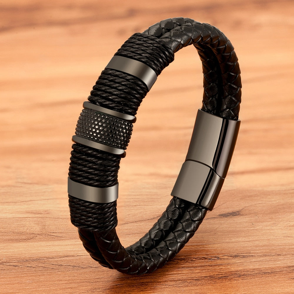 Armband in gevlochten leerstijl