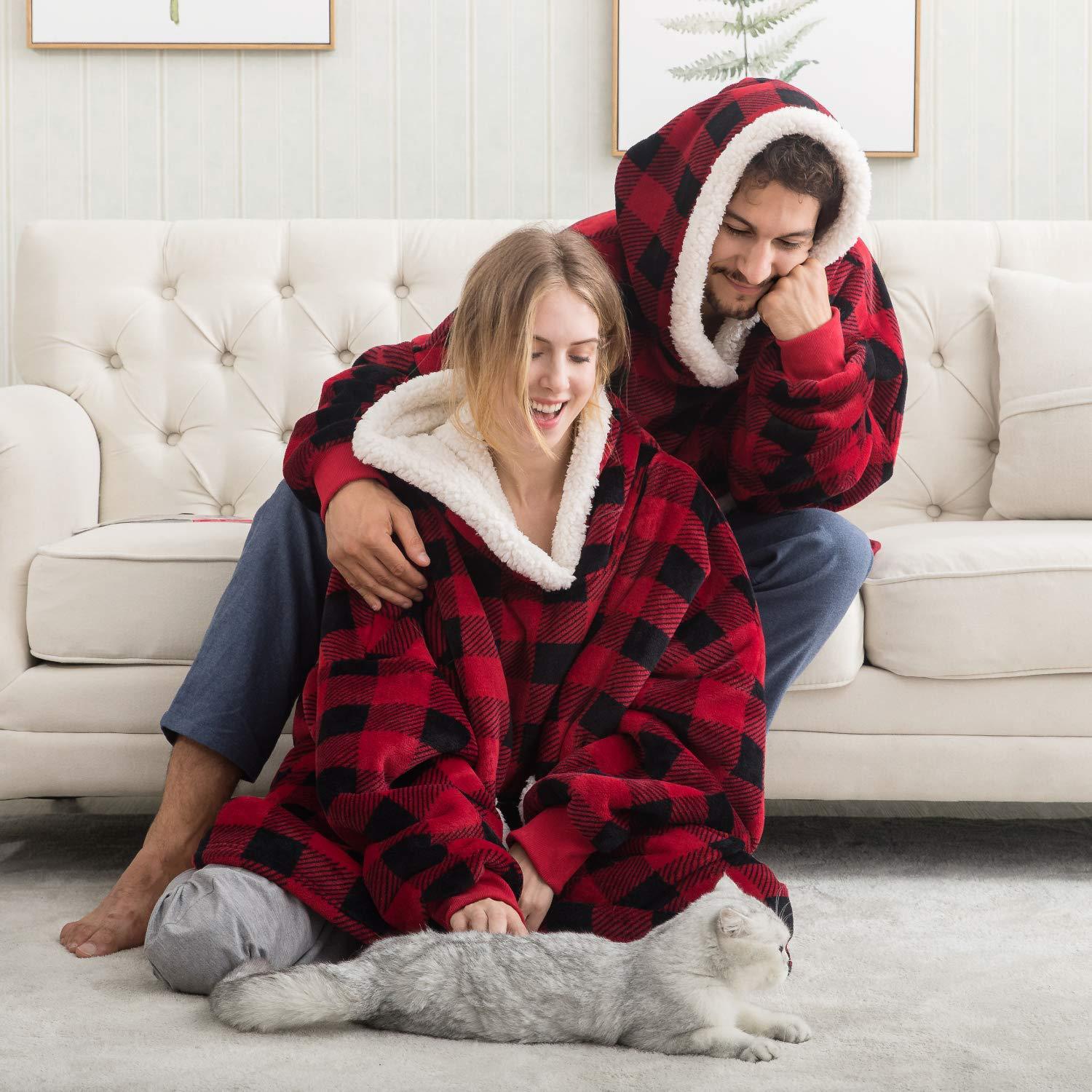 Ultra-zachte fleece- en woldeken met capuchon voor comfort en warmte thuis