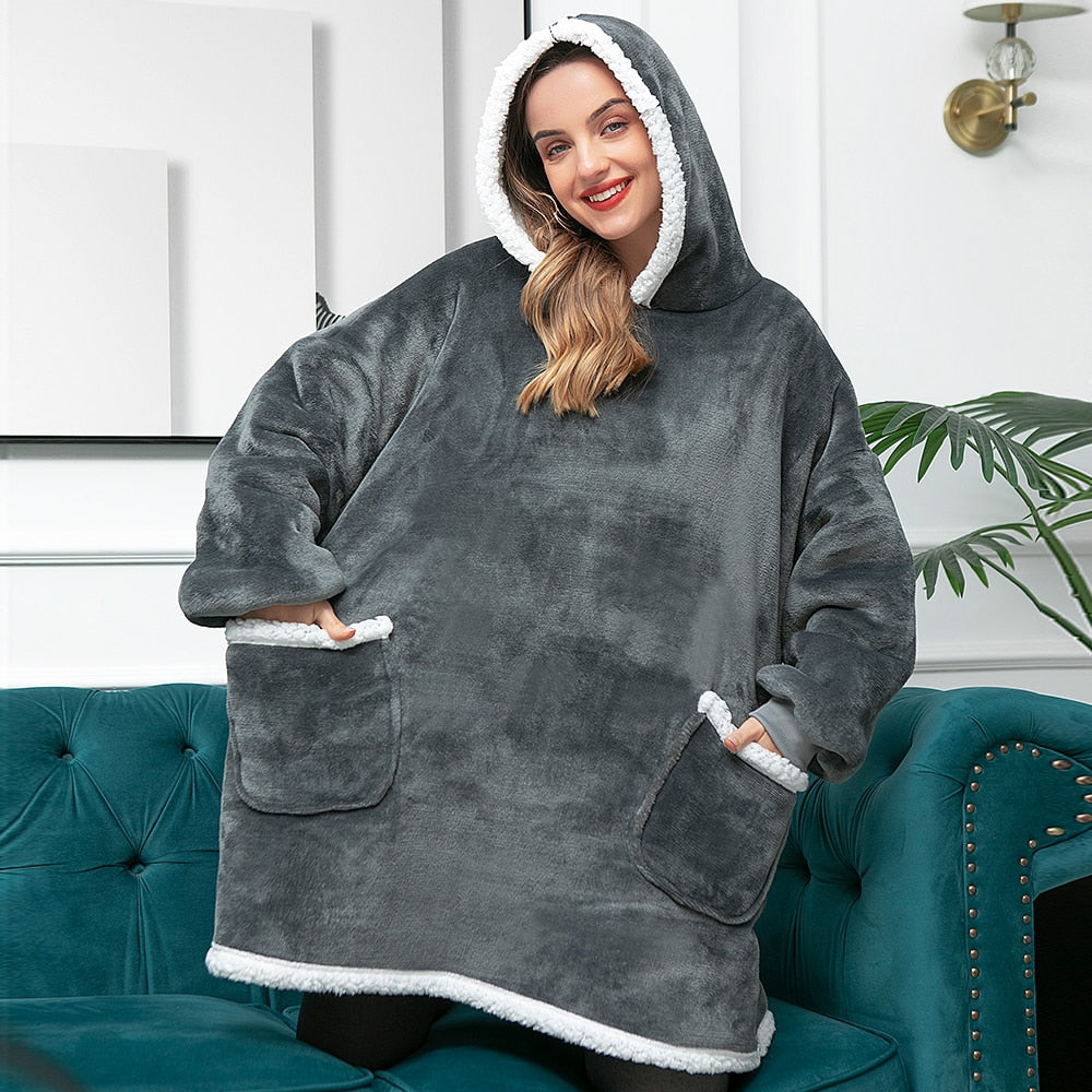 Ultra-zachte fleece- en woldeken met capuchon voor comfort en warmte thuis