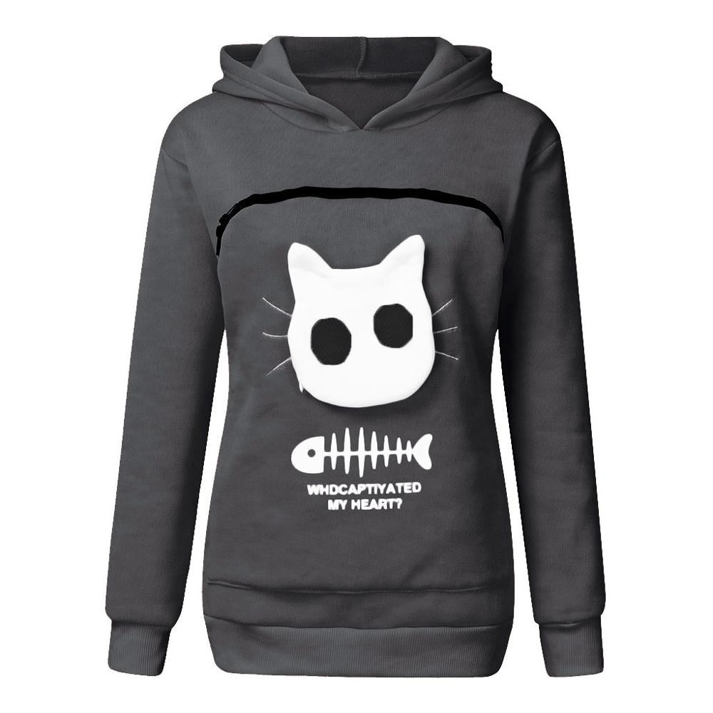 Hug Pouch Sweater voor Dierenliefhebbers – Gezellig Katoenen Ontwerp met Verwijderbare Voering en Kangoeroezak