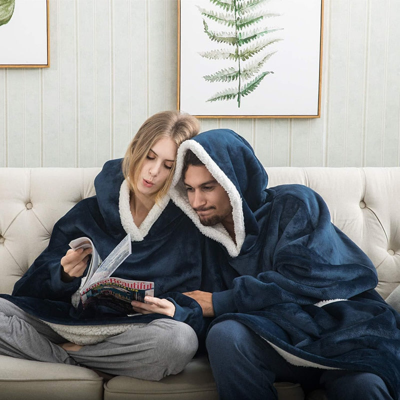 Ultra-zachte fleece- en woldeken met capuchon voor comfort en warmte thuis