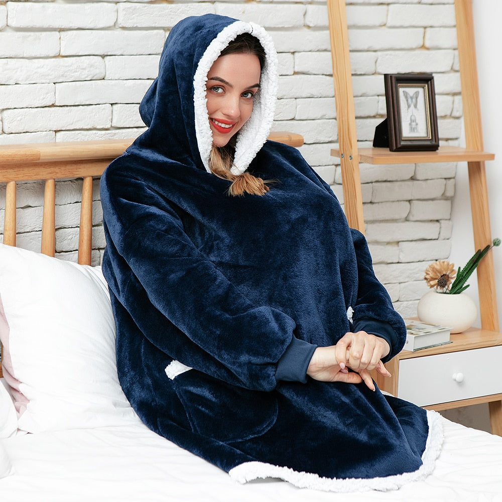 Ultra-zachte fleece- en woldeken met capuchon voor comfort en warmte thuis