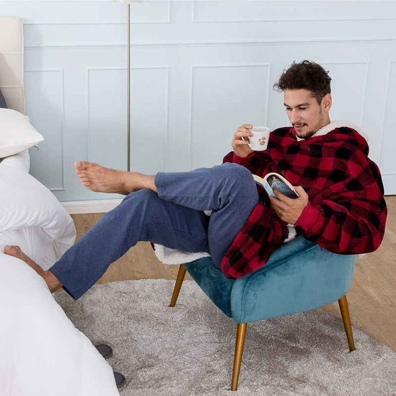 Ultra-zachte fleece- en woldeken met capuchon voor comfort en warmte thuis