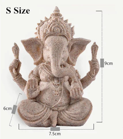 Huisdecoratie Natuur Zandsteen Indische Ganesha Beeld Religieuze Hindoe Olifant God Standbeelden Fengshui Olifantenkop Boeddha