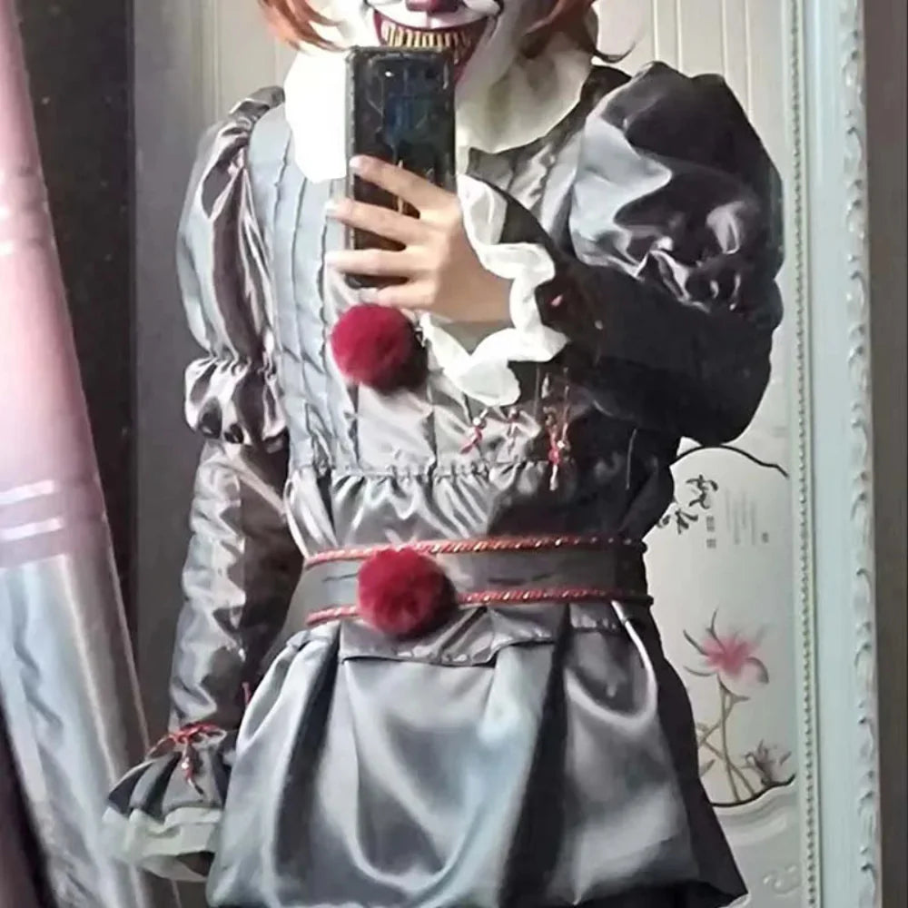 Halloween Kinderen Clown Kostuum Satijn Chiffon Set