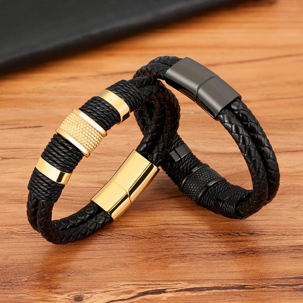 Armband in gevlochten leerstijl