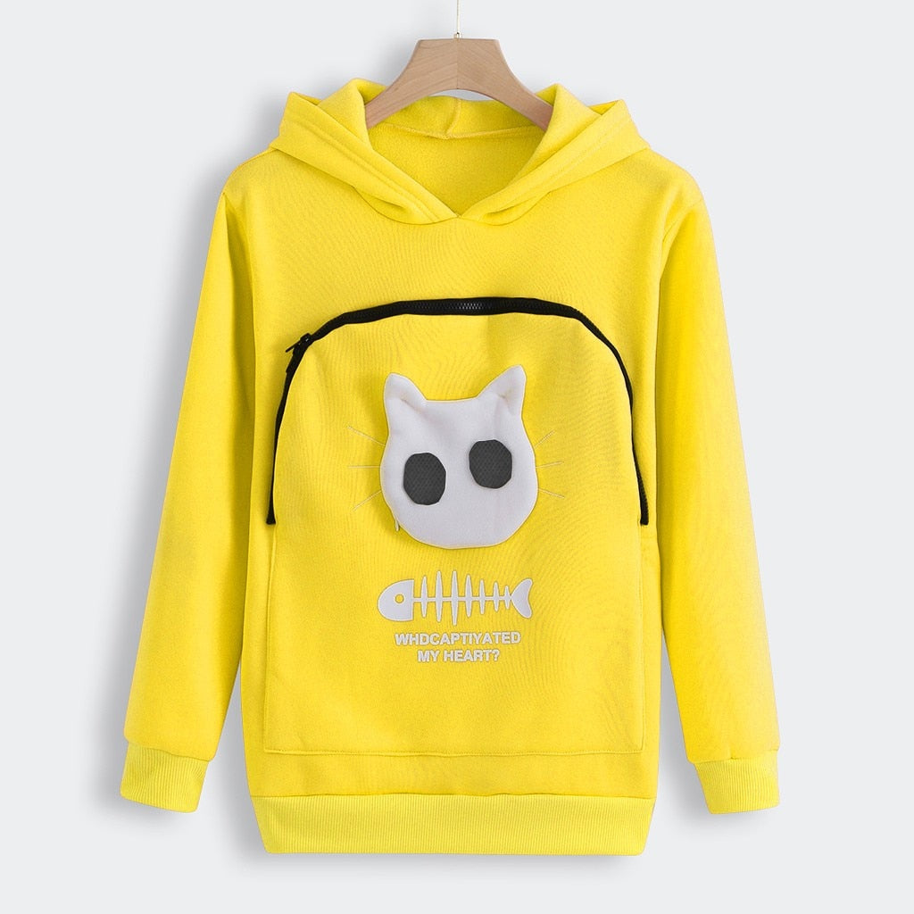 Hug Pouch Sweater voor Dierenliefhebbers – Gezellig Katoenen Ontwerp met Verwijderbare Voering en Kangoeroezak