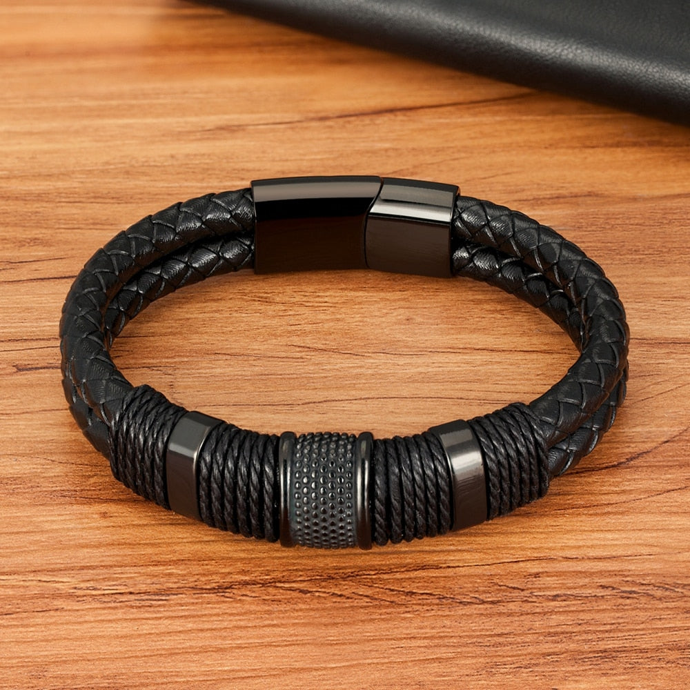 Armband in gevlochten leerstijl