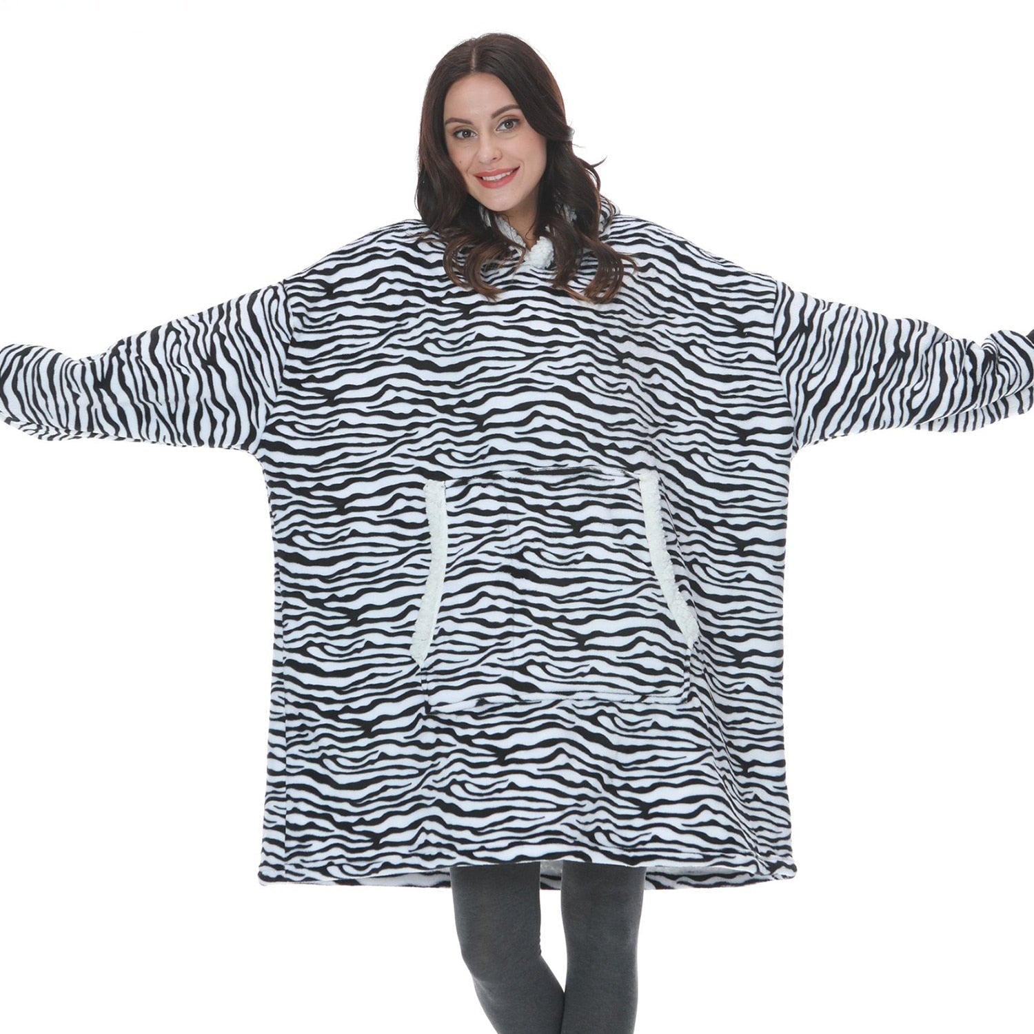 Ultra-zachte fleece- en woldeken met capuchon voor comfort en warmte thuis