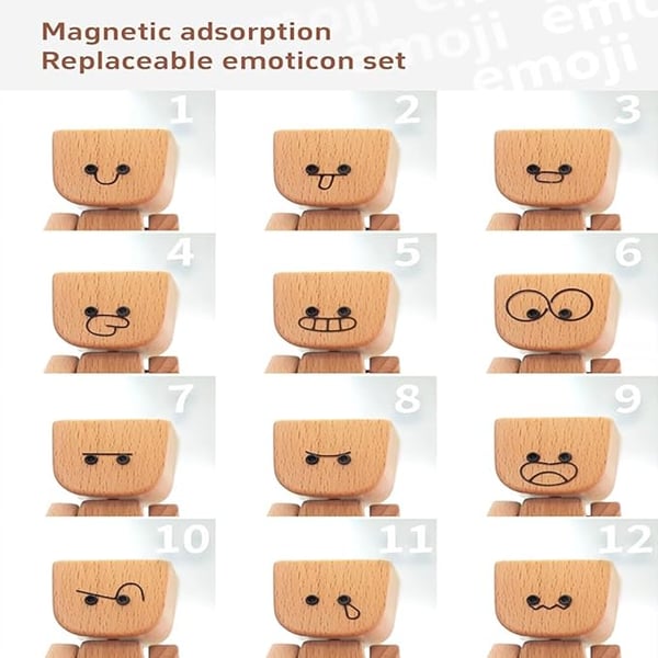 Houten Decoratie Figuur met Beweegbare Wipfunctie en Verwisselbare Gezichten