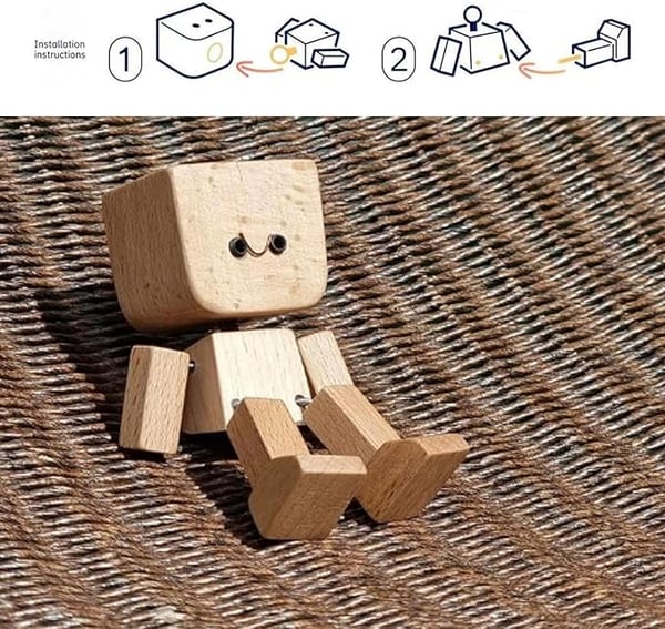 Houten Decoratie Figuur met Beweegbare Wipfunctie en Verwisselbare Gezichten