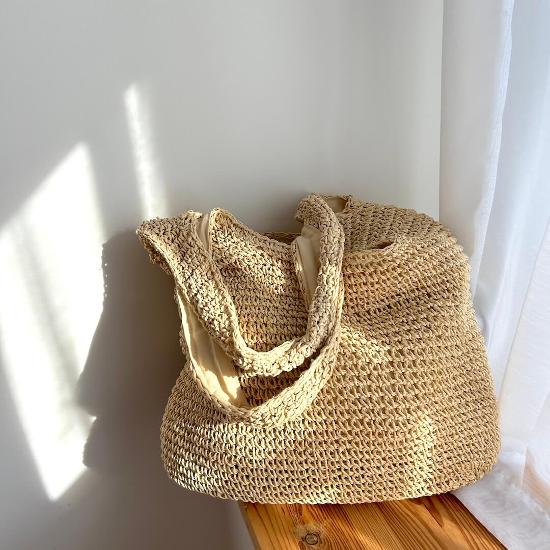 Vrouwen Stro Tote Bag Beige One Size Bohemian Strandtas