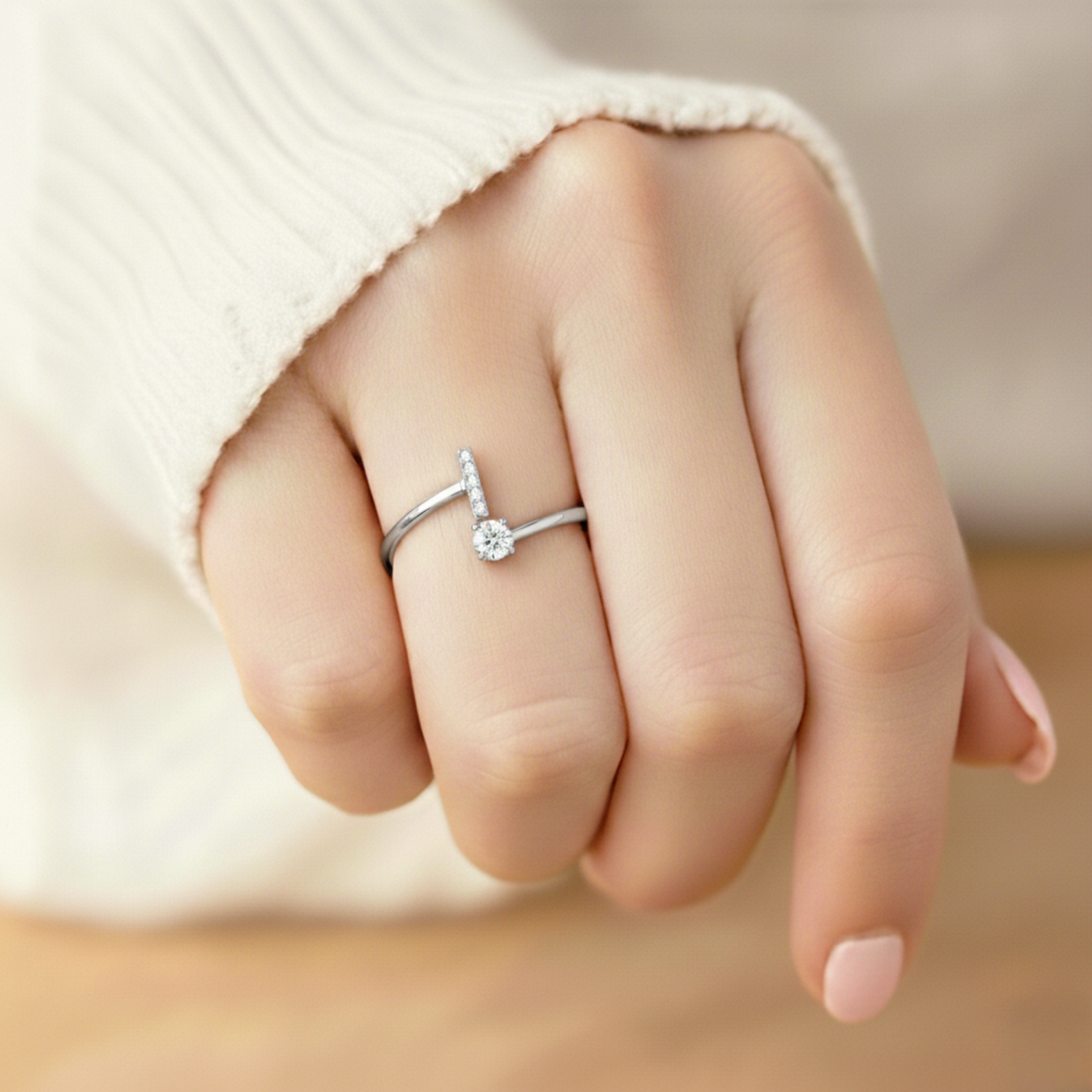 MonoCharm | Verstelbare Initial Ring Classic met Cadeau Doos en Kaart Bericht