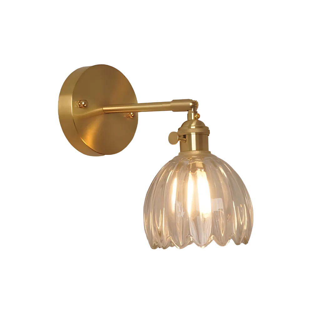 Vintage Messing Tulpen Glas Wandlamp 1-Licht