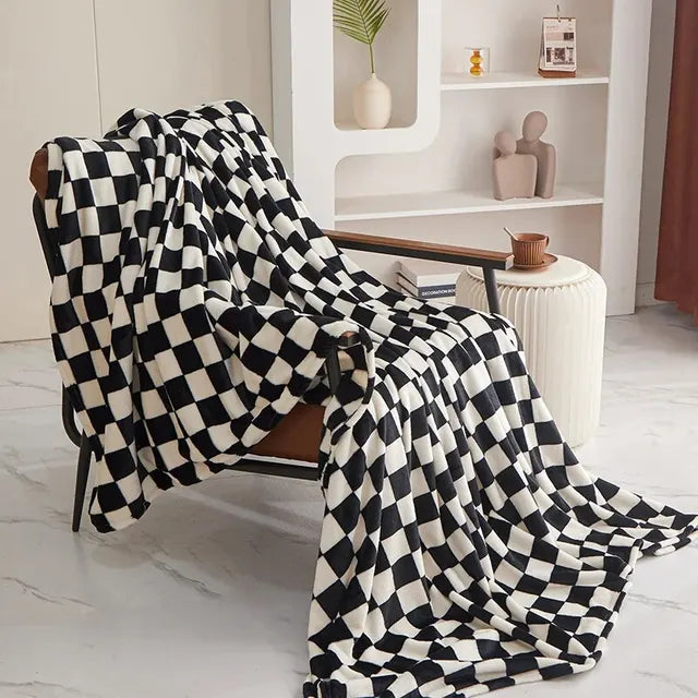 Geruite Deken – Zachte Plaid met Blokpatroon voor Bank en Bed