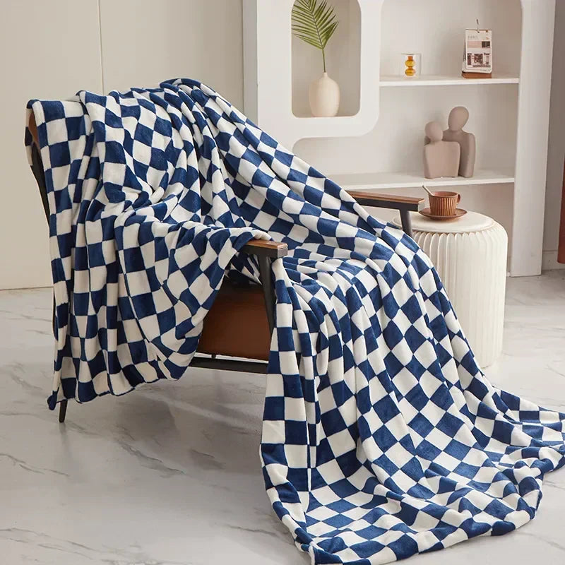 Geruite Deken – Zachte Plaid met Blokpatroon voor Bank en Bed
