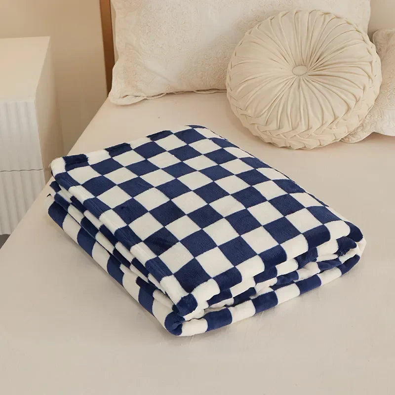Geruite Deken – Zachte Plaid met Blokpatroon voor Bank en Bed