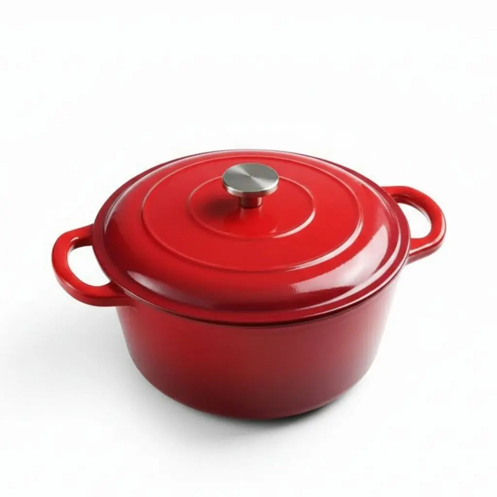 Geglazuurde Gietijzeren Dutch Oven met Deksel – Inductiegeschikte Braadpan voor Soep en Stoofgerechten