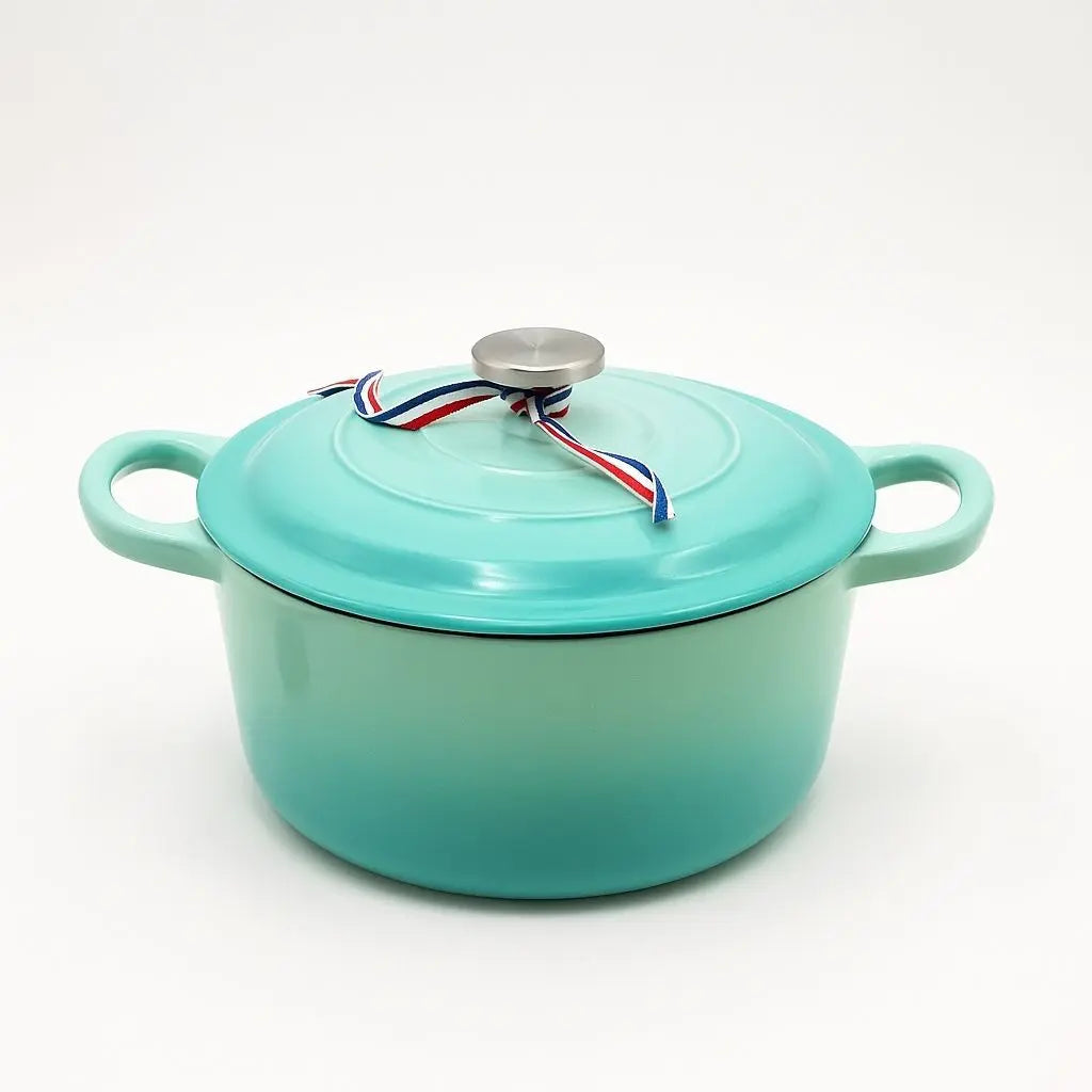 Geglazuurde Gietijzeren Dutch Oven met Deksel – Inductiegeschikte Braadpan voor Soep en Stoofgerechten