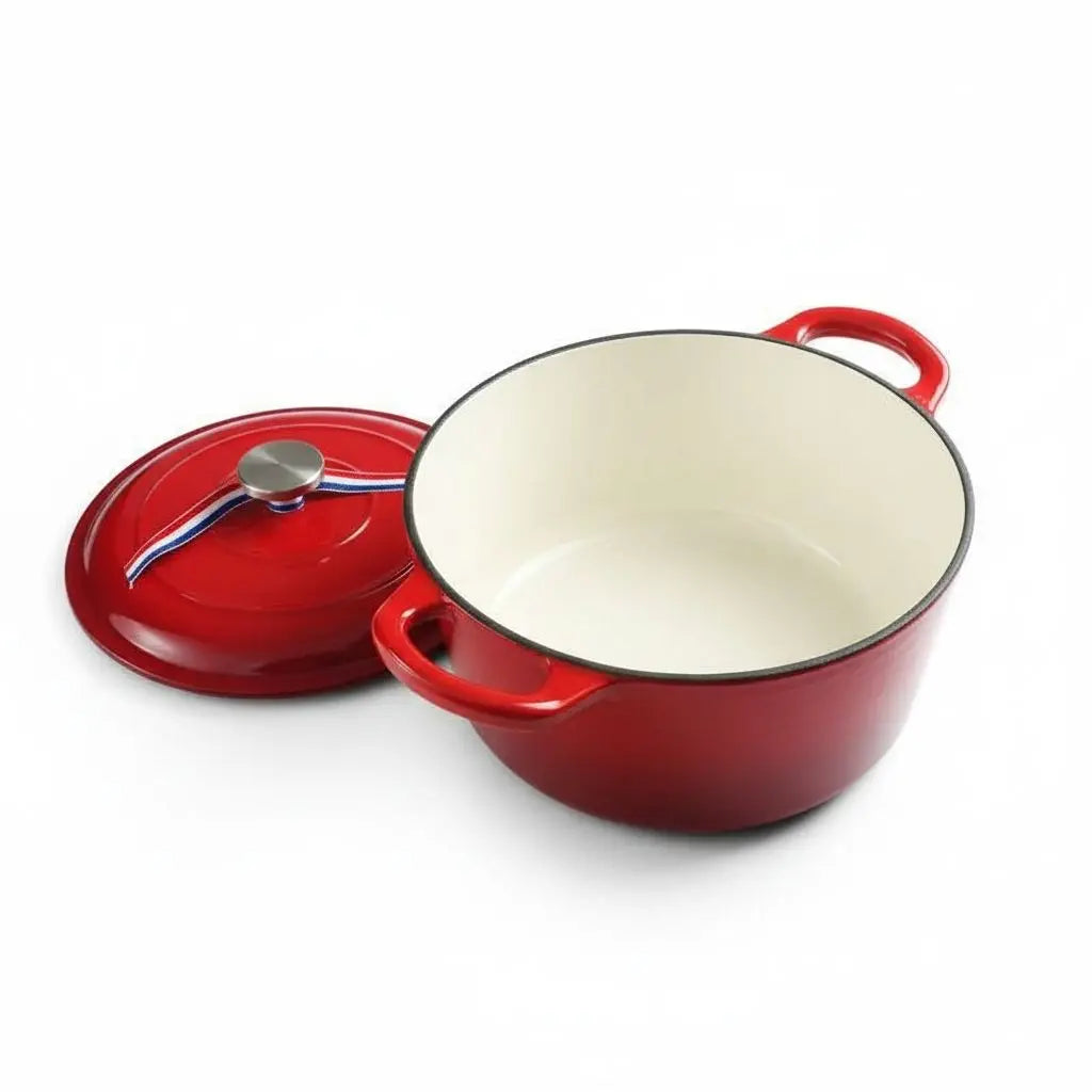 Geglazuurde Gietijzeren Dutch Oven met Deksel – Inductiegeschikte Braadpan voor Soep en Stoofgerechten