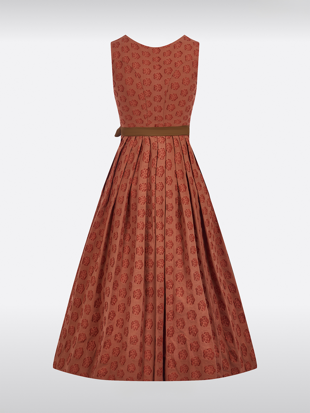 Geel Rechte Halslijn Bloemig Patroon Dirndl