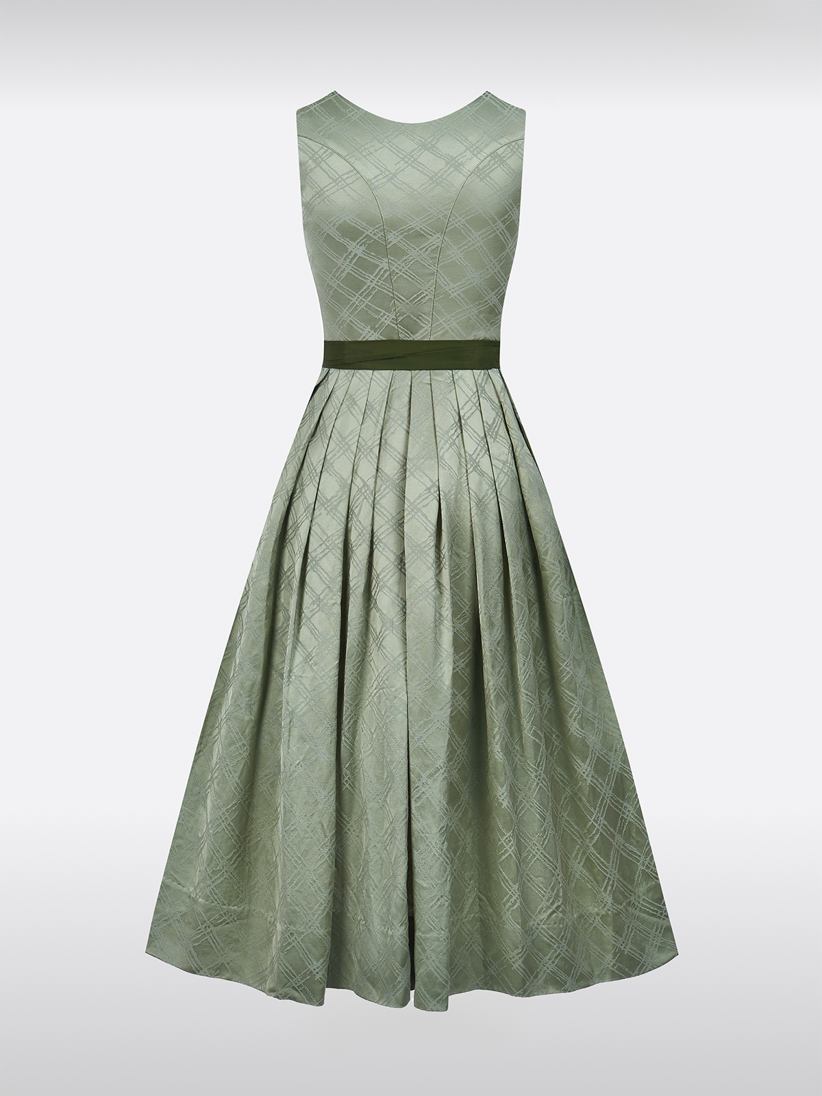 Groene Rechte Halslijn Gestructureerde Dirndl