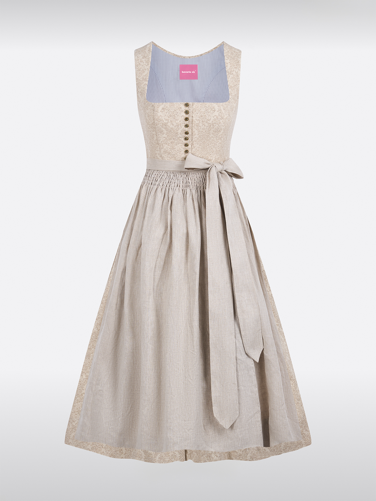 Beige Rechte Halslijn Allover Patroon Dirndl