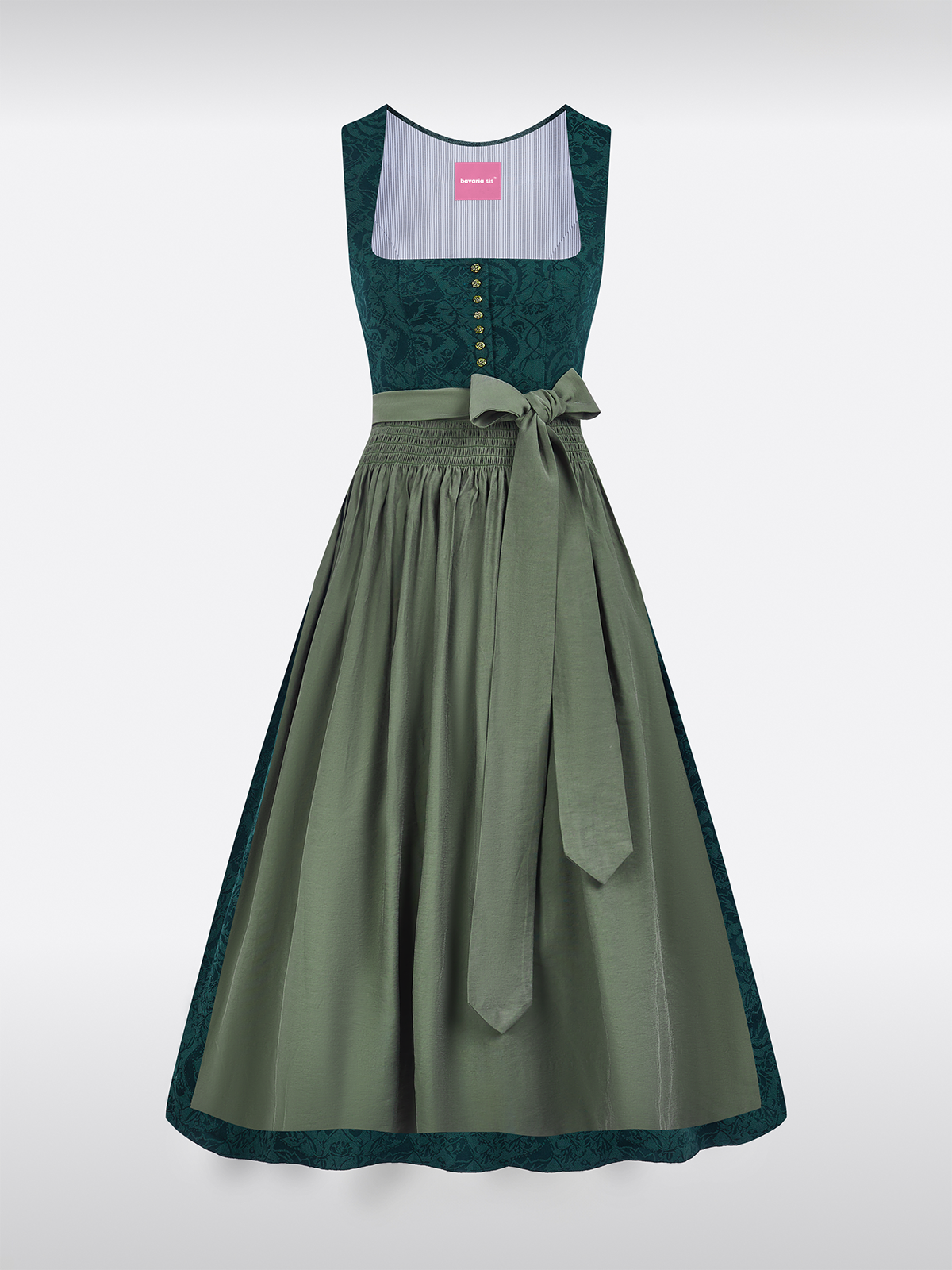 Groene Rechte Halslijn Met Bloemenpatroon Dirndl