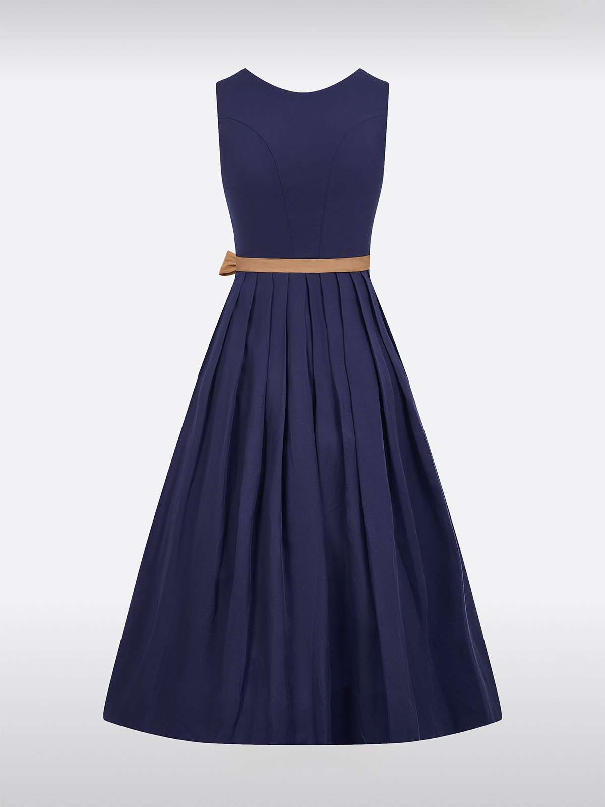 Blauw Rechte Halslijn Effen Dirndl