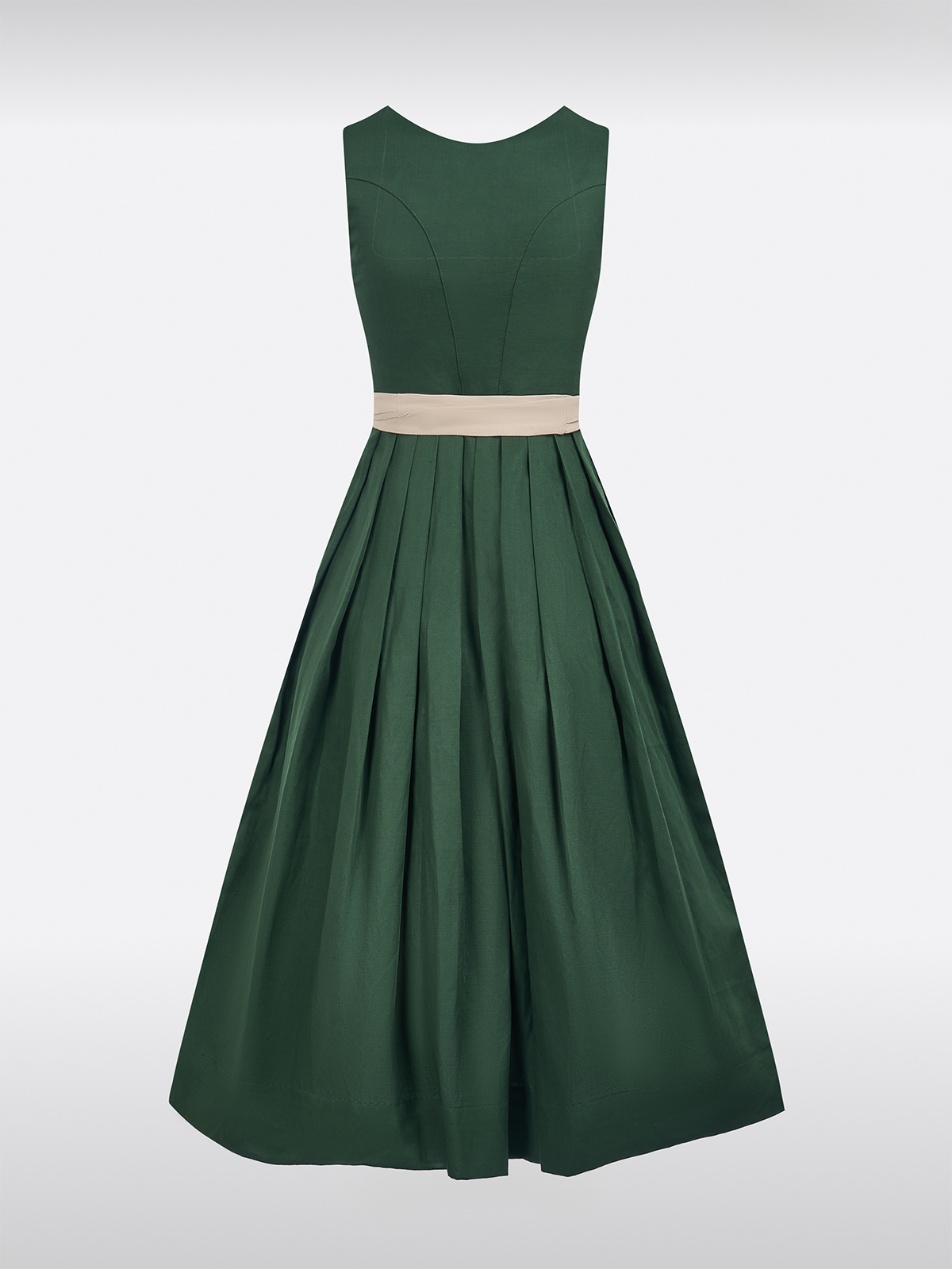 Groen Rechte Halslijn Effen Dirndl