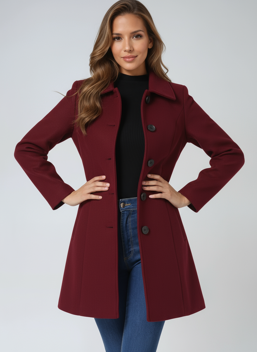 ChicEssence Winter-Trenchcoat | Elegante en warme enkele rij knoopontwerp voor stijlvolle bescherming tegen de kou