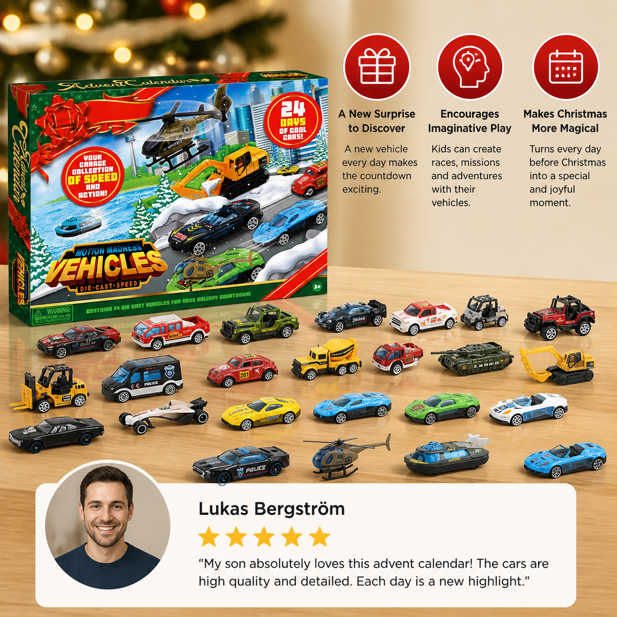 Kerst Die-Cast Auto Adventkalender voor Kinderen
