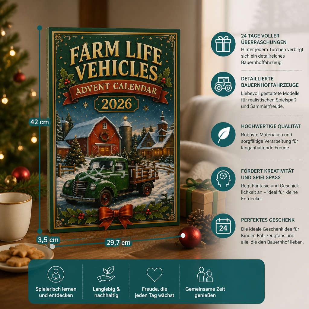 Boerderijvoertuigen Adventskalender 2026 – 24 Dagen Vol Landbouwvoertuigen
