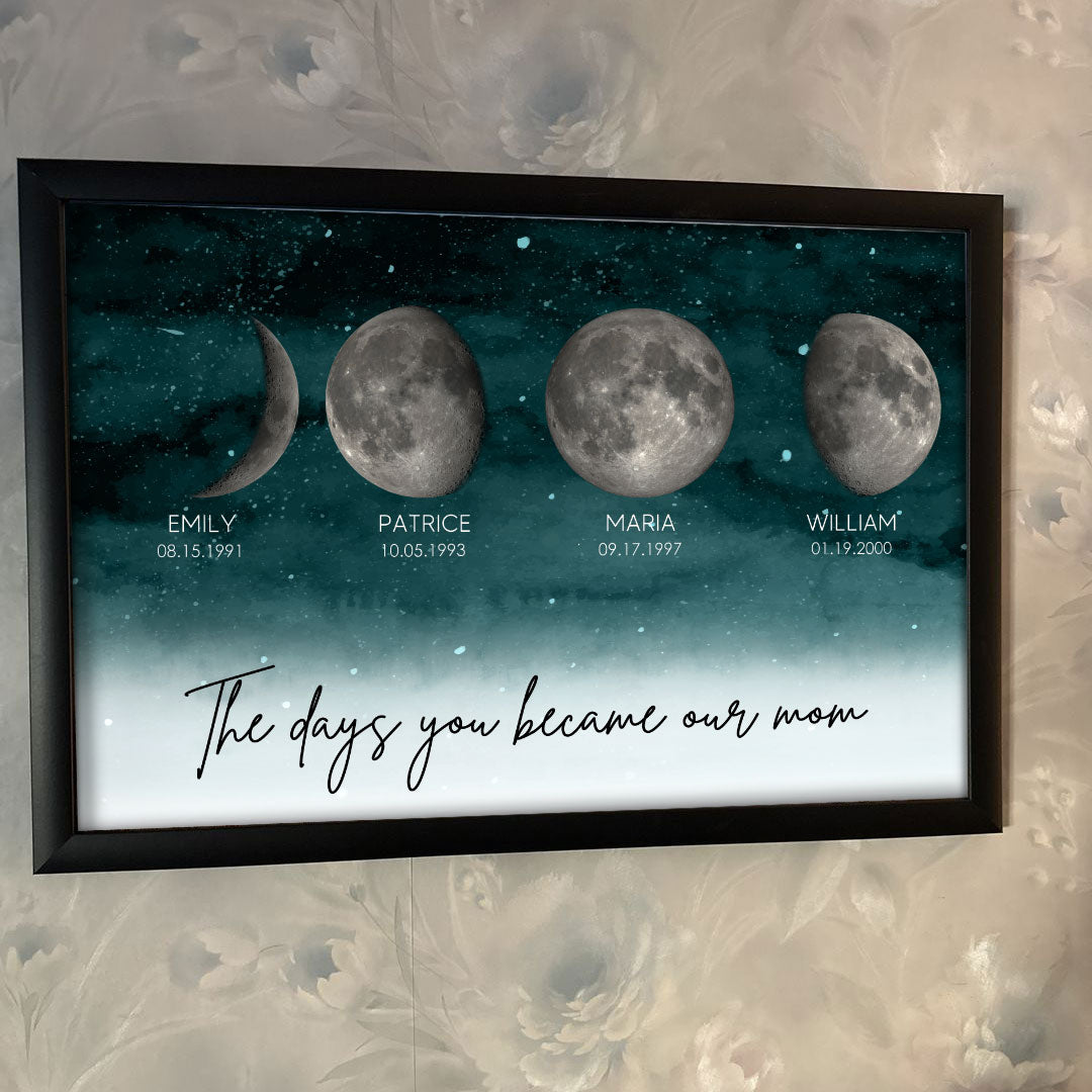LuxeCelestial Maanfase Poster | Een hartverwarmend aandenken voor elke speciale dag van mama