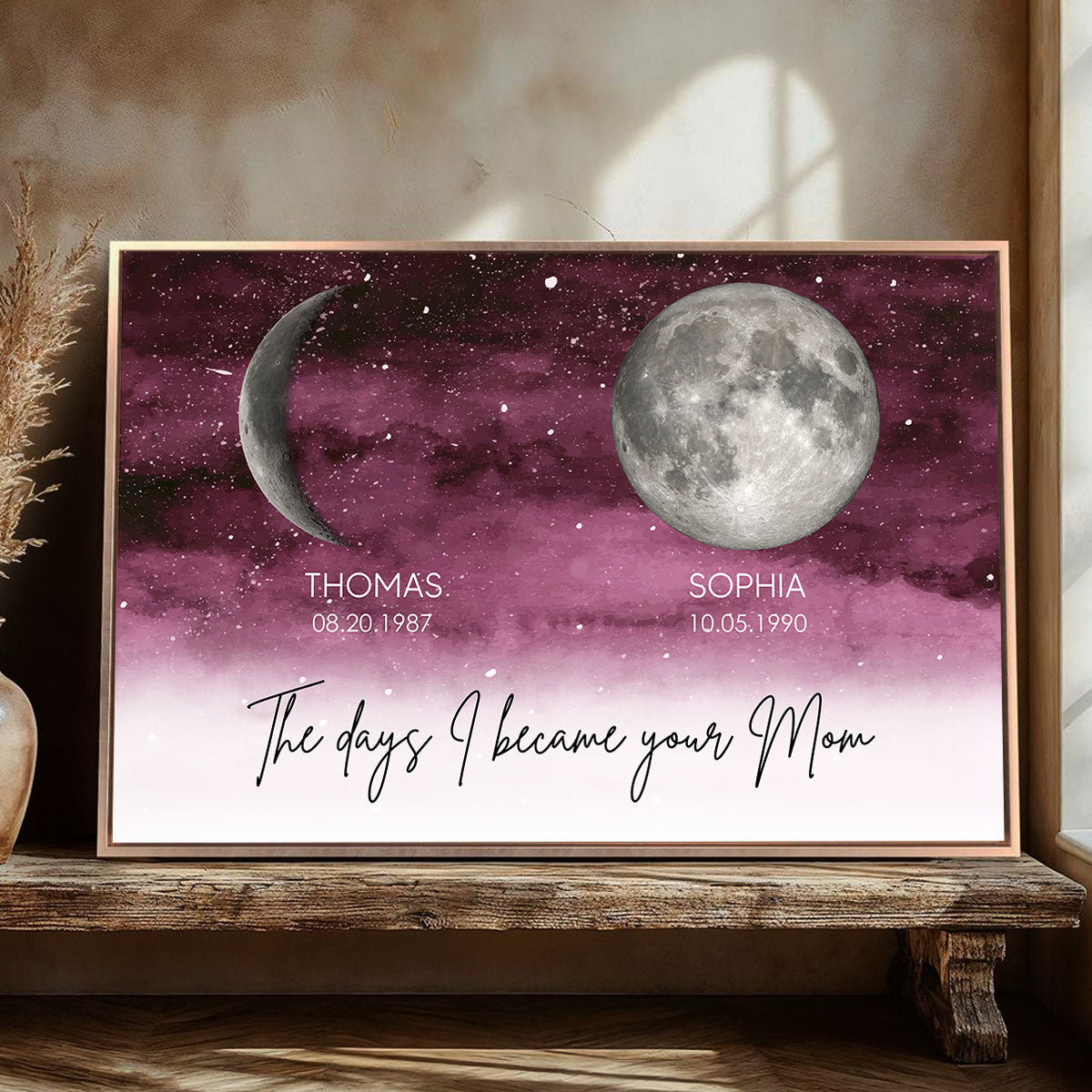 LuxeCelestial Maanfase Poster | Een hartverwarmend aandenken voor elke speciale dag van mama