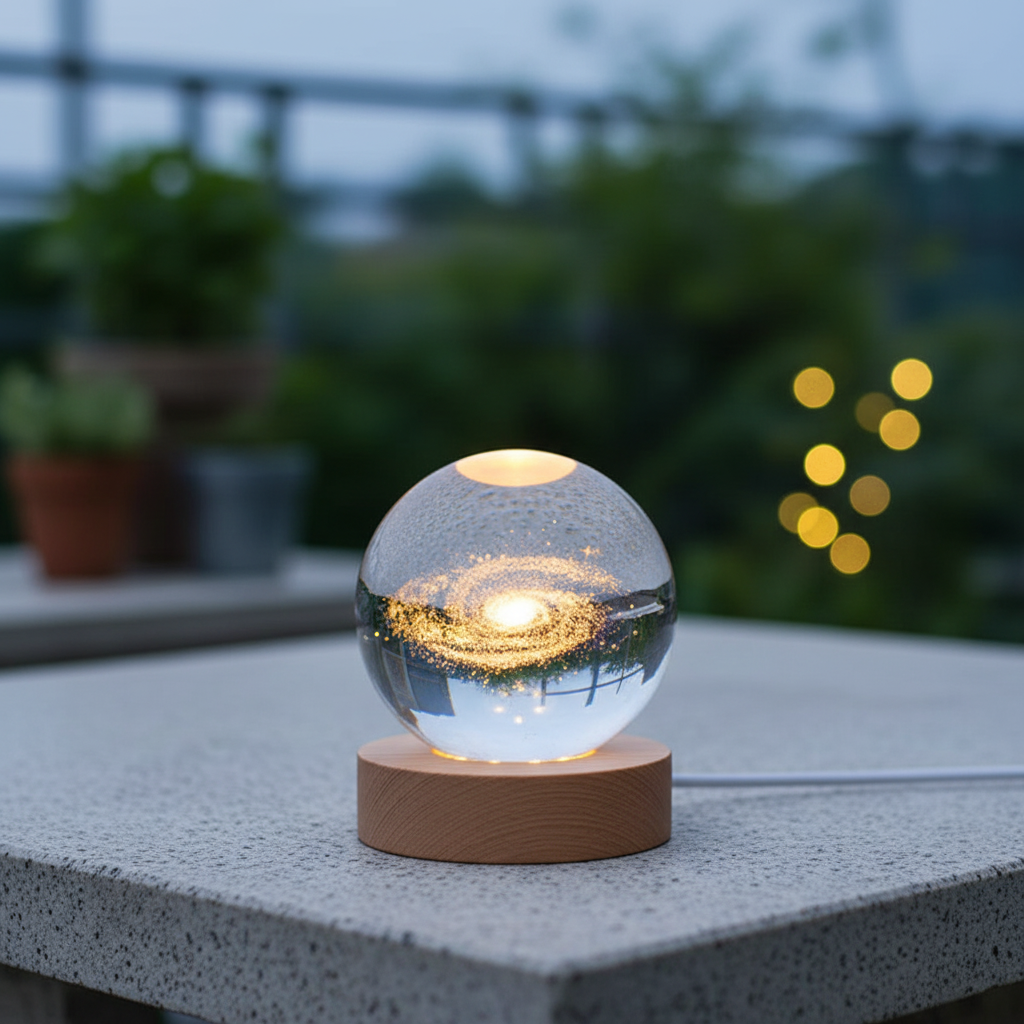 AstroGlobe 3D Lamp – Bolvormige Houten Tafel lamp met Warm-LED Licht en Planetenontwerp