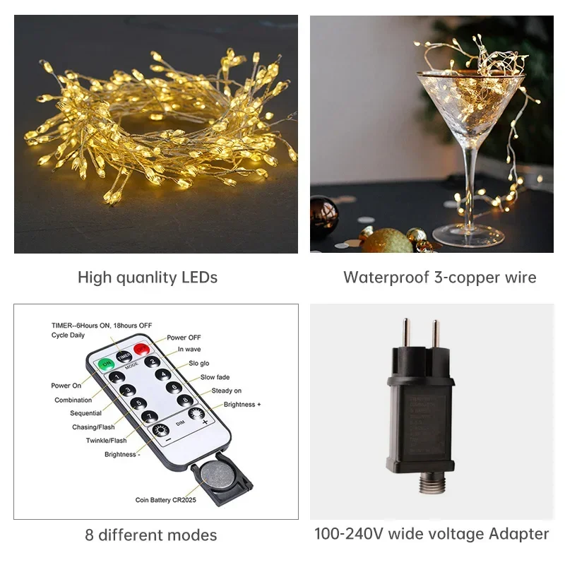 LED Kerstverlichting met Zilverdraad – Tot 1000 Meerkleurige LED-lampjes, IP44 voor Binnen & Buiten