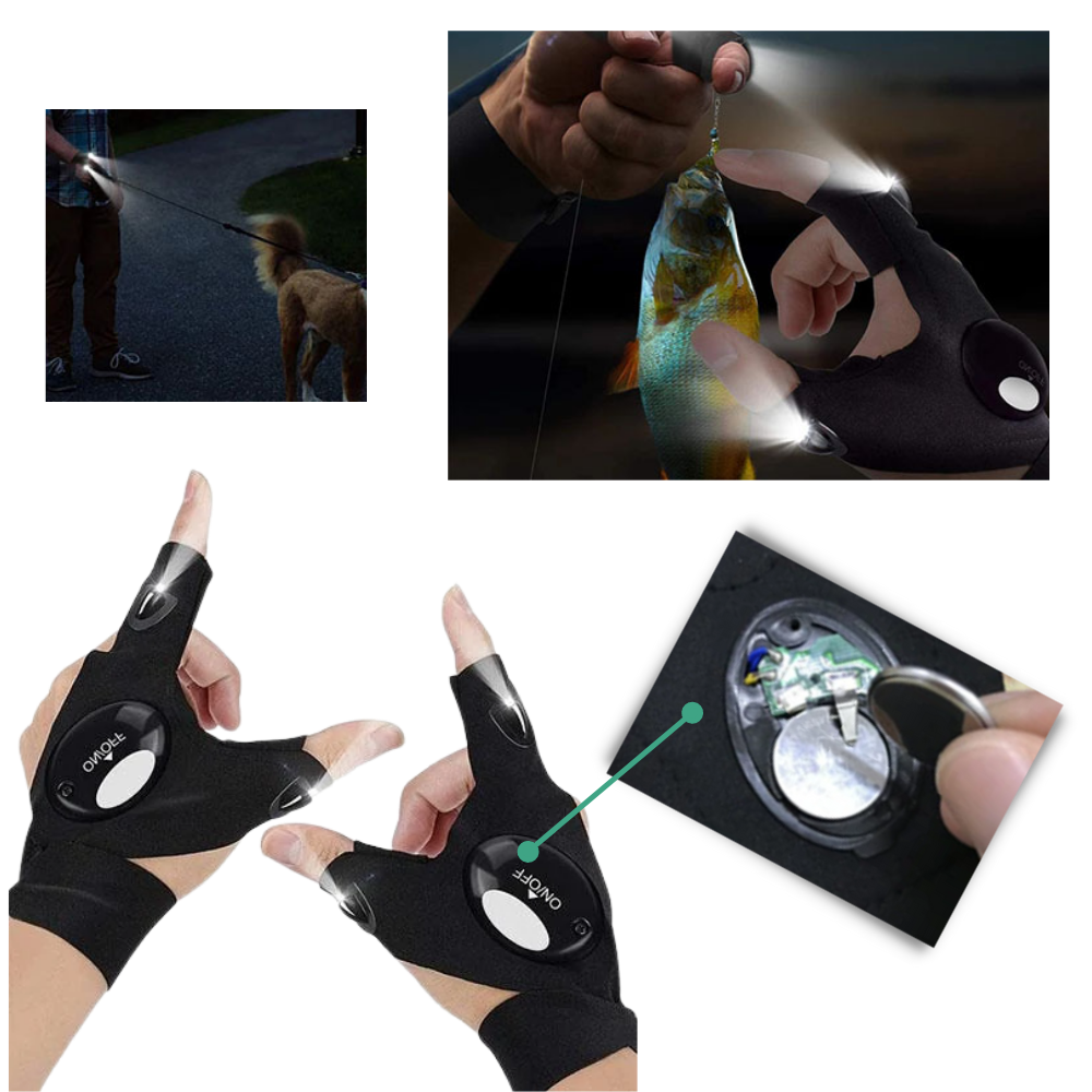 Set van LED-handschoenen met waterdichte lichten