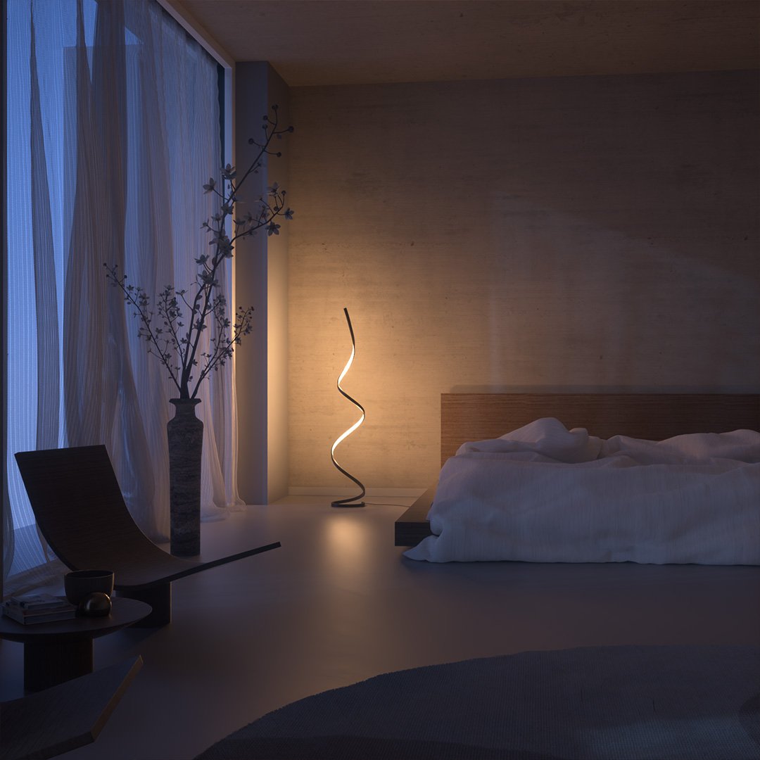 Sculpturale LED Vloerlamp – Moderne Spiraalvormige Designlamp