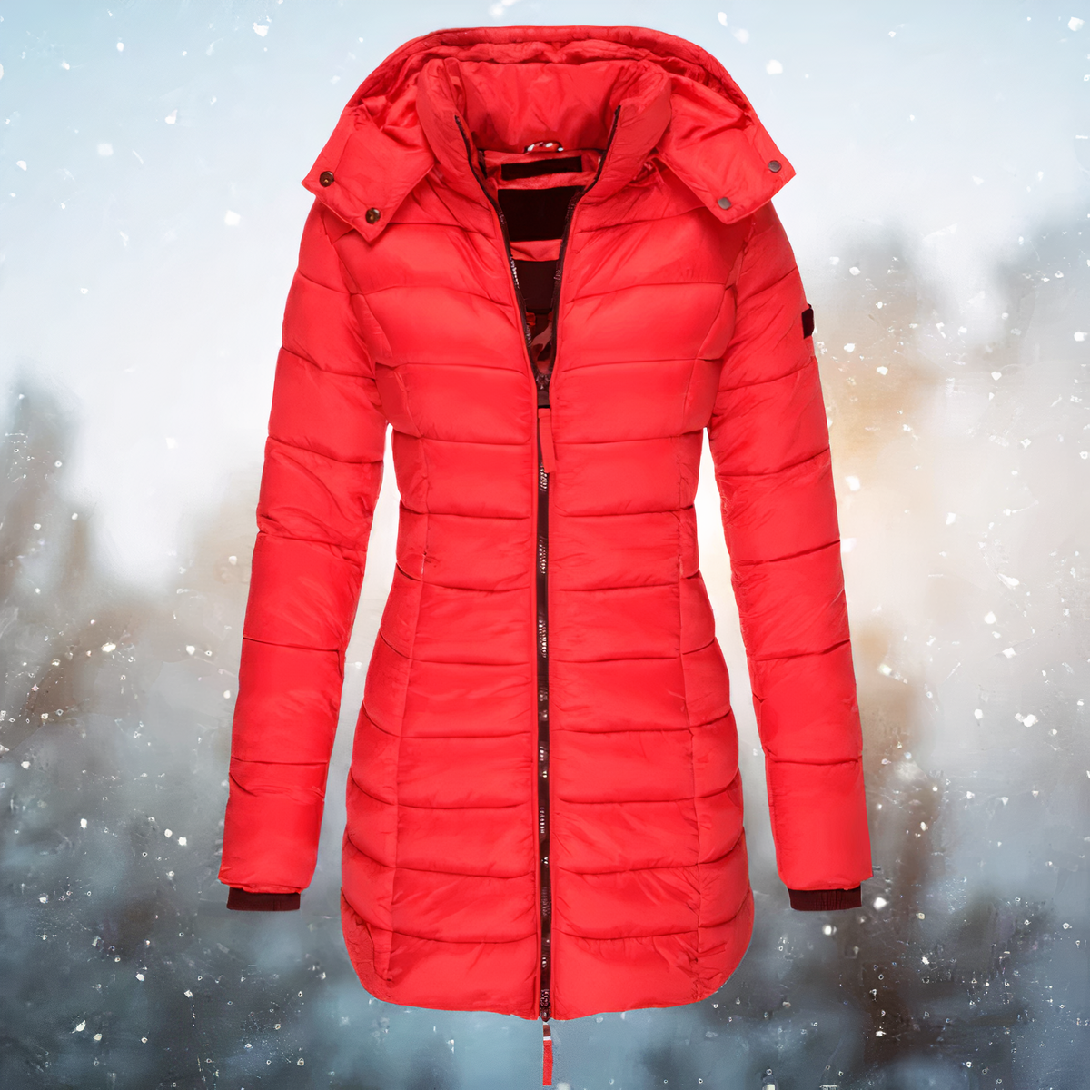 Warme Dames Winterjas met Kapuze – Middellange Comfortabele Jas voor Koude Dagen