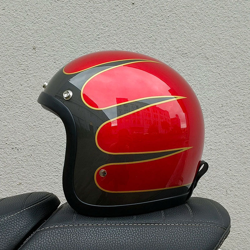 Retro-motorhelm met low-profile en DOT- en ECE-certificering voor veilig rijden