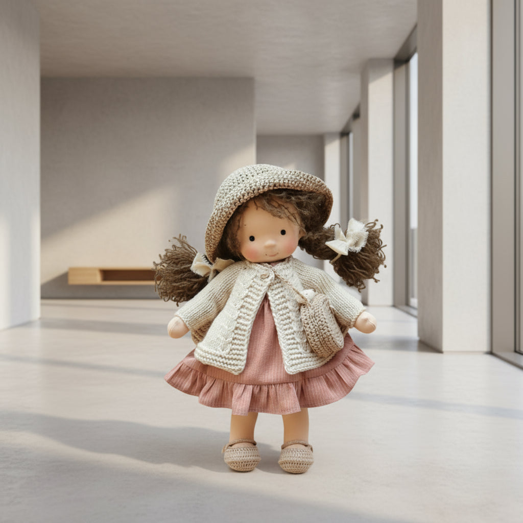 Elora Handgemaakte Waldorf-Pop – Natuurlijke Katoenen Knuffelpop voor Creatief Spel
