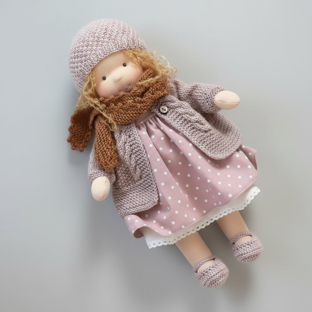 Elora Handgemaakte Waldorf-Pop – Natuurlijke Katoenen Knuffelpop voor Creatief Spel