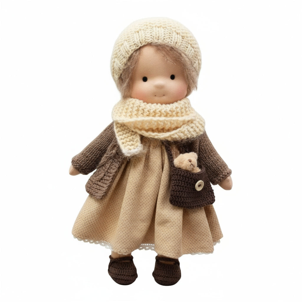 Elora Handgemaakte Waldorf-Pop – Natuurlijke Katoenen Knuffelpop voor Creatief Spel