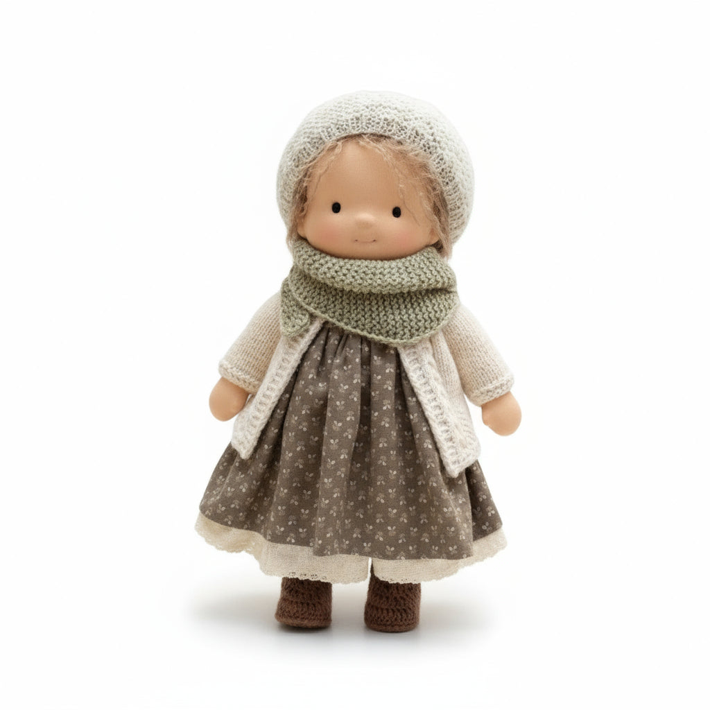 Elora Handgemaakte Waldorf-Pop – Natuurlijke Katoenen Knuffelpop voor Creatief Spel
