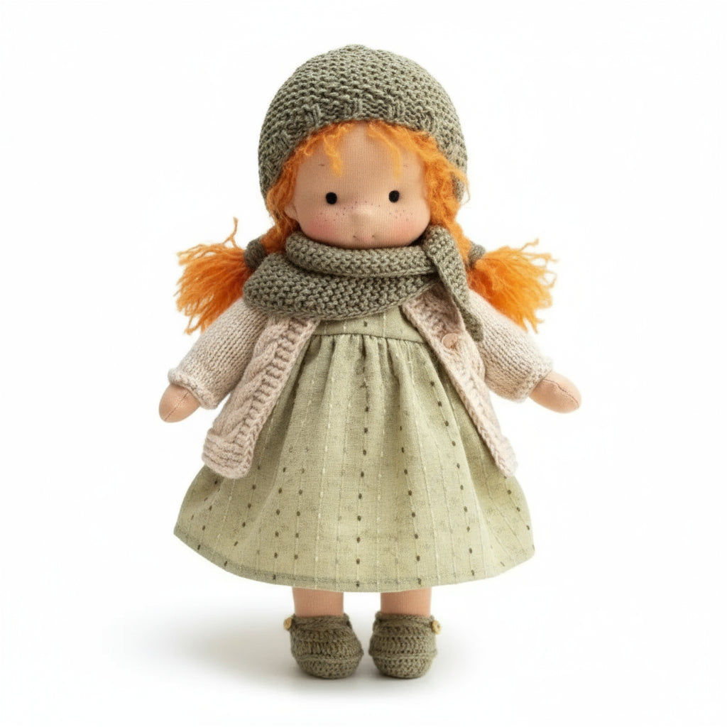 Elora Handgemaakte Waldorf-Pop – Natuurlijke Katoenen Knuffelpop voor Creatief Spel