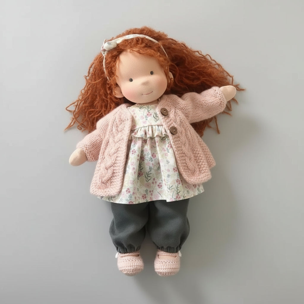 Elora Handgemaakte Waldorf-Pop – Natuurlijke Katoenen Knuffelpop voor Creatief Spel