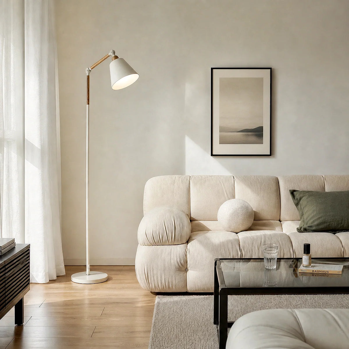 Nordic Vloerlamp – Minimalistisch Design met Verstelbare Lampenkop