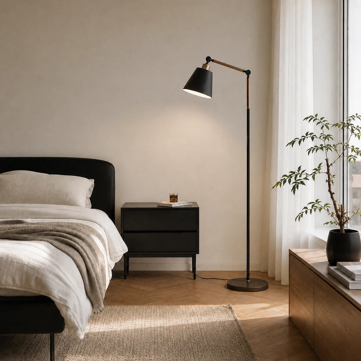 Nordic Vloerlamp – Minimalistisch Design met Verstelbare Lampenkop